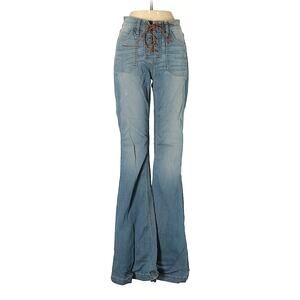 REVICE High Rise Lace Up Bell Bottom Flare Jeans Size 27 70s Boho Denim